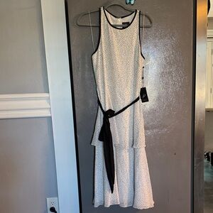 Adrianna Papell Black and White Midi Dress.#1